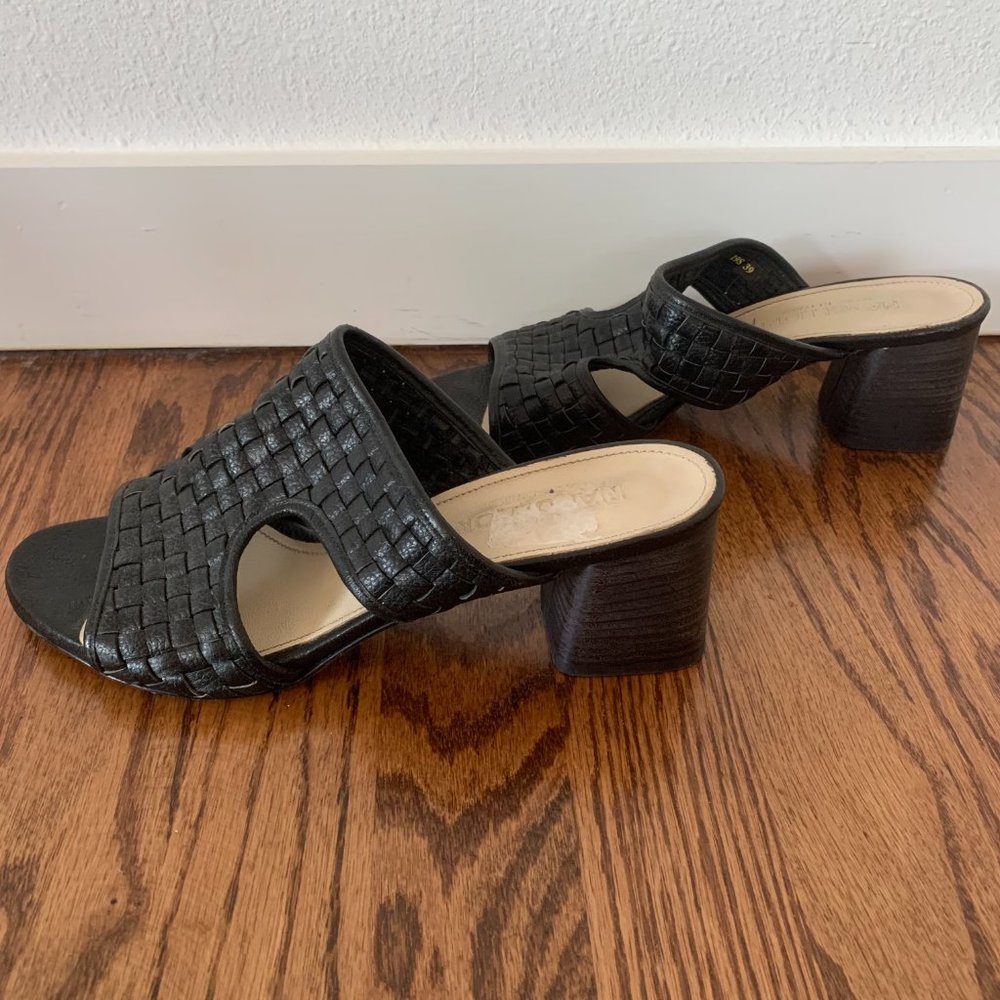 Napoleoni Italian Black Woven Leather Sandals, Sz 39 - Picture 6 of 9